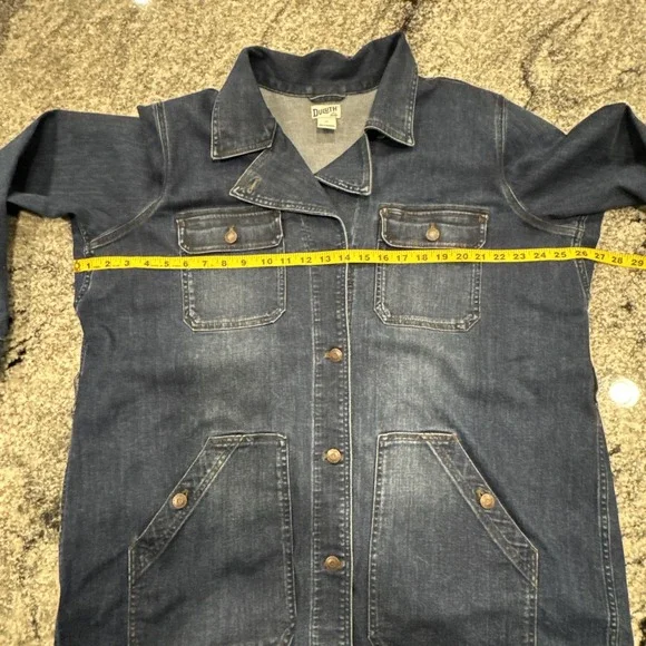 Duluth‎ Trading Denim Trench Jacket Size XL Jean Coat Utility Pockets Blue #923 - Picture 6 of 11